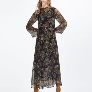 ZARA Long Dress with Floral Print