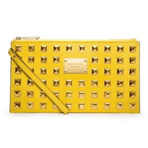 Michael Kors Yellow Clutch w/ Gold Studs