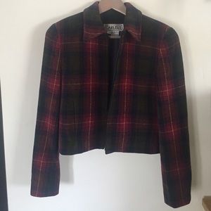 Women's short plaid tartan jacket