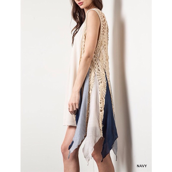 LOWEST "Cirque" Colorblock Insert Crochet Vest - Picture 2 of 4