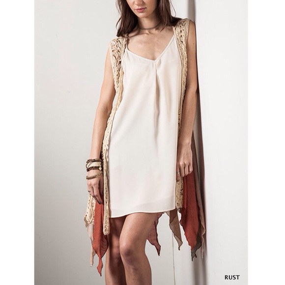 LOWEST "Cirque" Colorblock Insert Crochet Vest - Picture 4 of 4