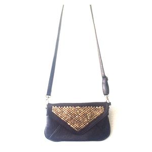Black Cross Bag with Gold Studs