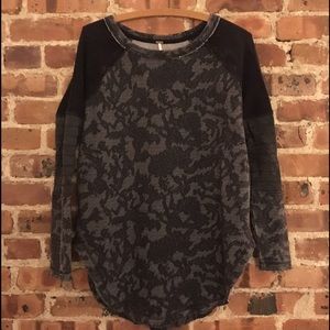 Free People Floral Moto Sweatshirt