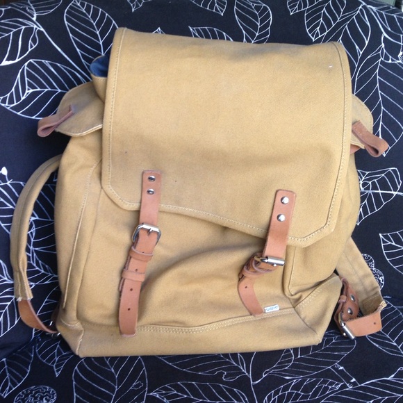 SANDQVIST canvas leather backpack tan unisex