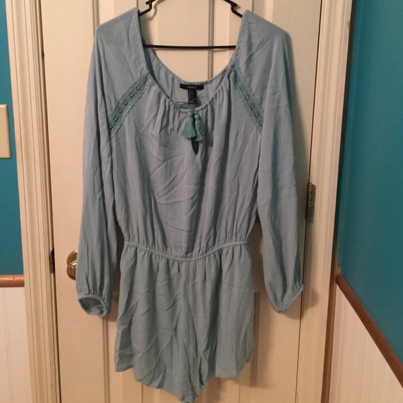 Blue Romper with lace detail