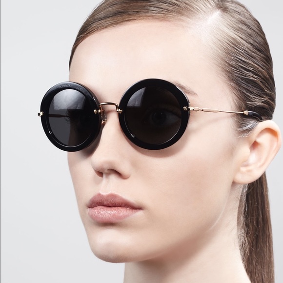 Sold on eBay.  Miu Miu round black sunglasses - Picture 3 of 4