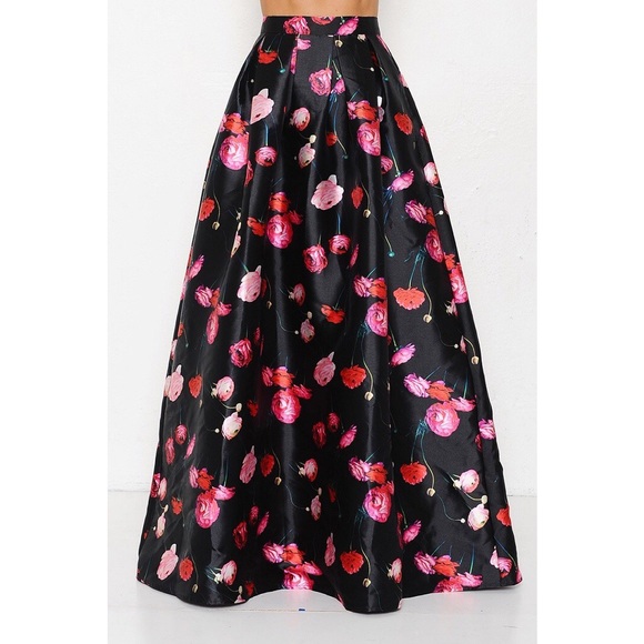 "Rose Aylmer" Floral Print Maxi Skirt - Picture 2 of 4