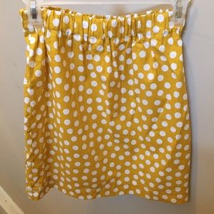 Yellow and white polka dot skirt!