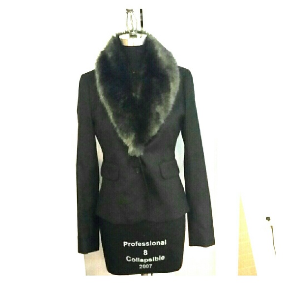 Black coat with fur trim