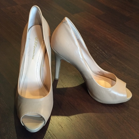 BCBGeneration Leather Nude Peep-toe Pumps