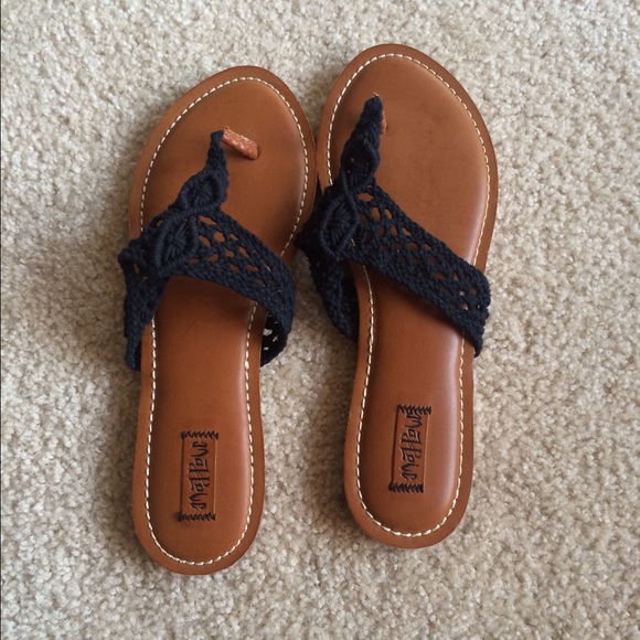 Navy crocheted flip flops