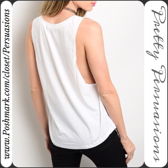 SOLD OUT White Black Graphic Print "Stalker" Tank - Picture 2 of 3