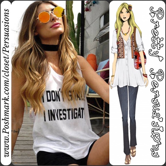 SOLD OUT White Black Graphic Print "Stalker" Tank - Picture 3 of 3