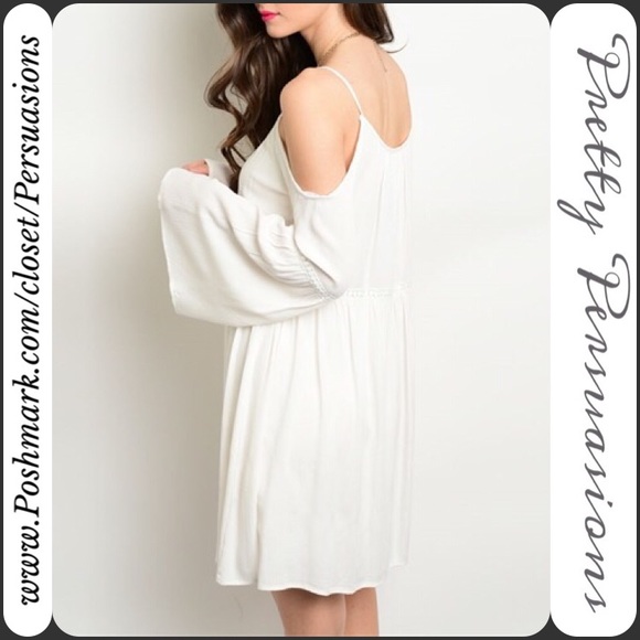1 LEFT SALE🌻Bell Sleeve Cold Shoulder Ivory Dress - Picture 2 of 2