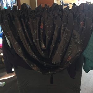 Set of 6 brown floral embroidered valances