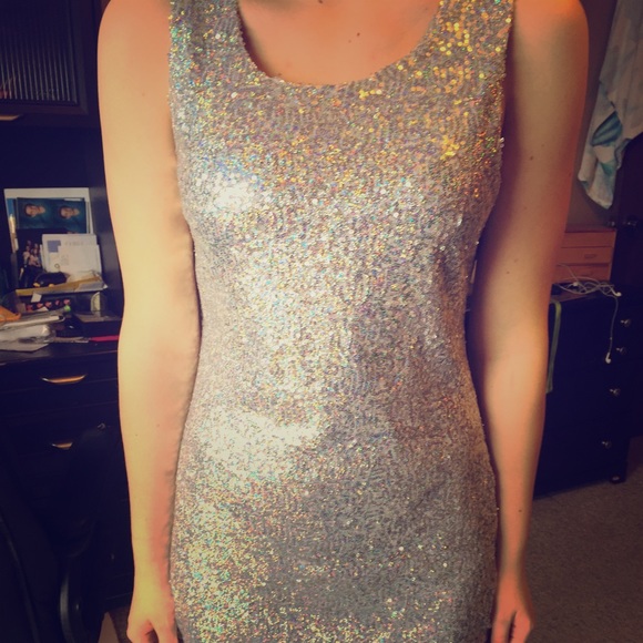 Silver sequin cocktail dress