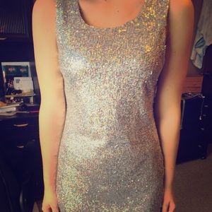 Silver sequin cocktail dress
