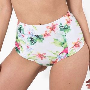 High waisted watercolor flamingo bikini bottom