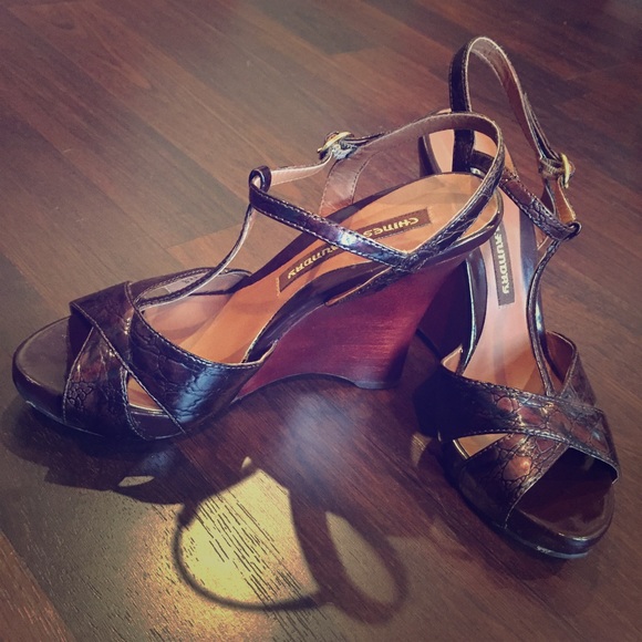 Chinese Laundry Burgundy Brown Divaa Wedge Sandals
