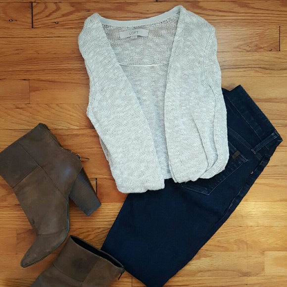 LOFT Sweaters - LOFT  Lightweight Tan Beige Textured Cardigan