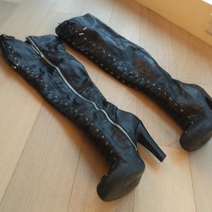 Thigh high black boots