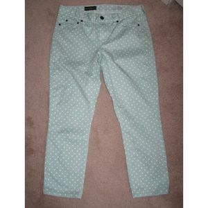 J. Crew Cropped Matchstick Mint Polka Dotted Jeans