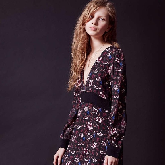 For The Love & Lemons V Neck Floral Midi Dress - Picture 2 of 4