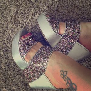 Multi glitter and silver platform