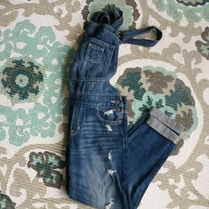 Hollister distressed overall jeans