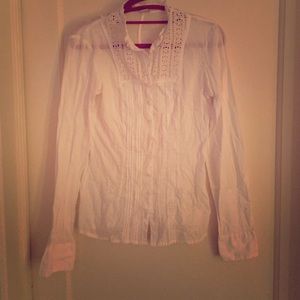 AE-- sheer white button up