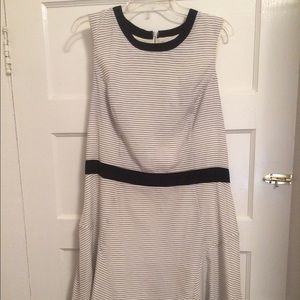 Womens business casual dress. Black/white stripes