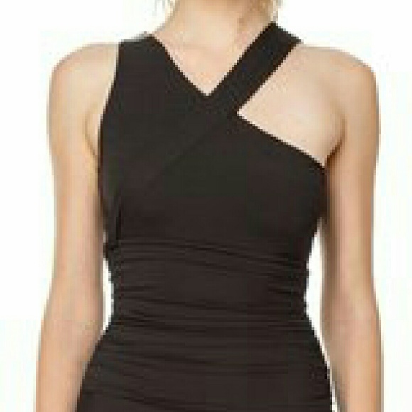 Black "Slinky Slub" Asymmetrical Jersey Dress