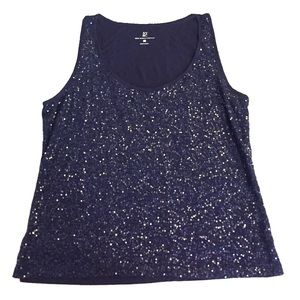Sequined tank, Navy Blue