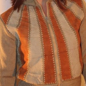Vintage 70's Sweater Leather Embellishments