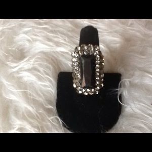 Green oval Statement gold plated Stretch Ring Green oval Statement gold plated Stretch Ring