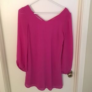 Fuchsia flowy shift dress