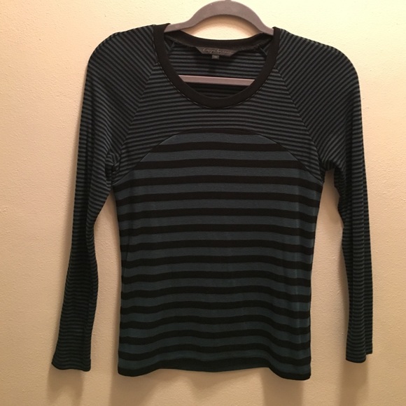 Mixed Stripe Long Sleeve Tee Black/Green XS