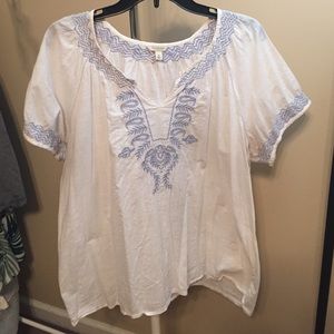 Embroidered Linen Top