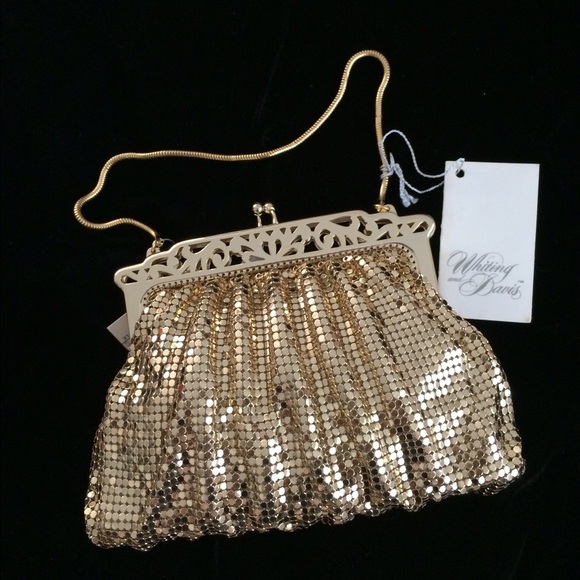 NWT Whiting and Davis gold evening bag