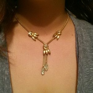 Gold tone with Rhinestones Vintage Necklace