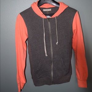 Grey and orange zip up hoodie NEVER WORN