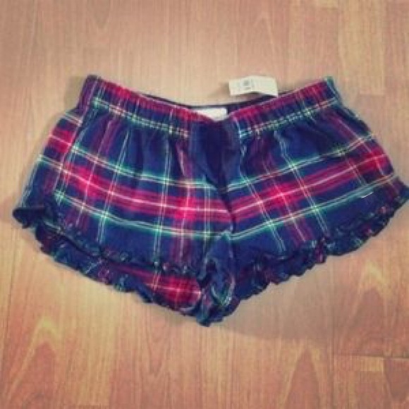 Blue plaid sleep shorts