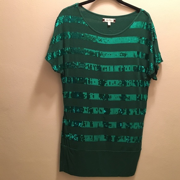 Sweeties Emerald Green Sequin Tunic Size S