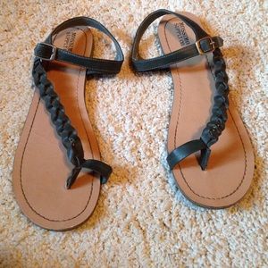 Olive green braided sandals