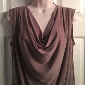 Taupe sleeveless drape neck top