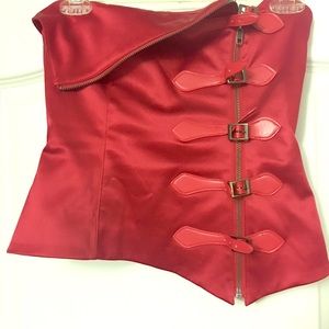 Bebe strapless corset in bright red color