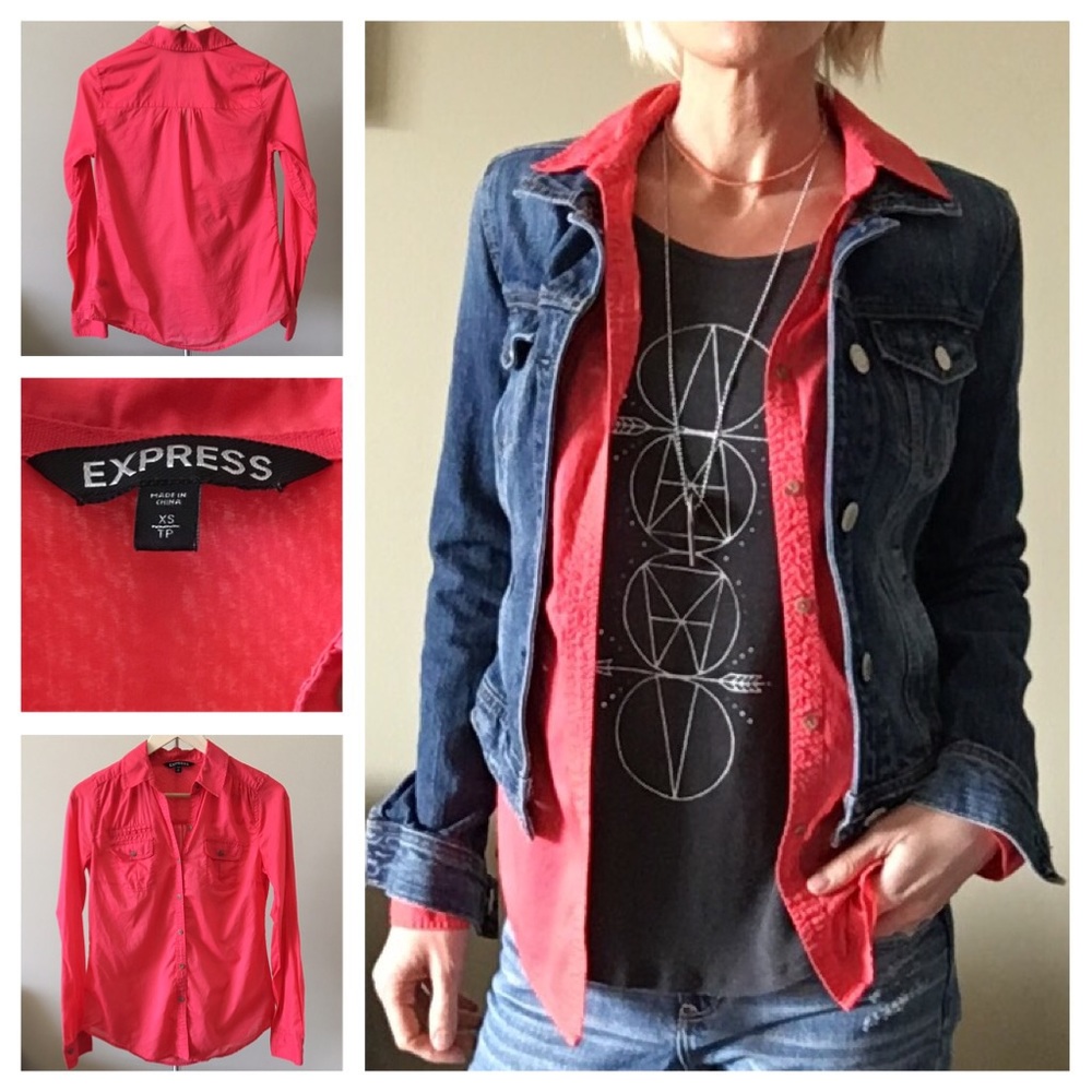 Express - button down shirt - Coral Pink