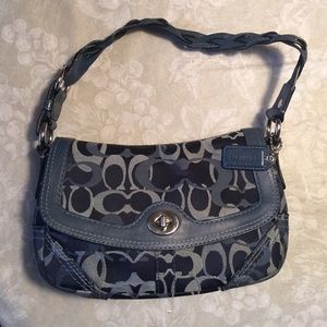 Blue Coach signature  bag with braided handle
