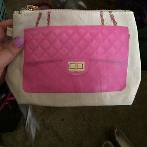 Thursday Friday pink canvas wristlet new with tags