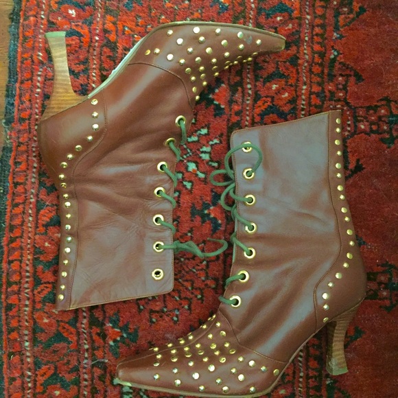 Vintage Leather Studded Boots